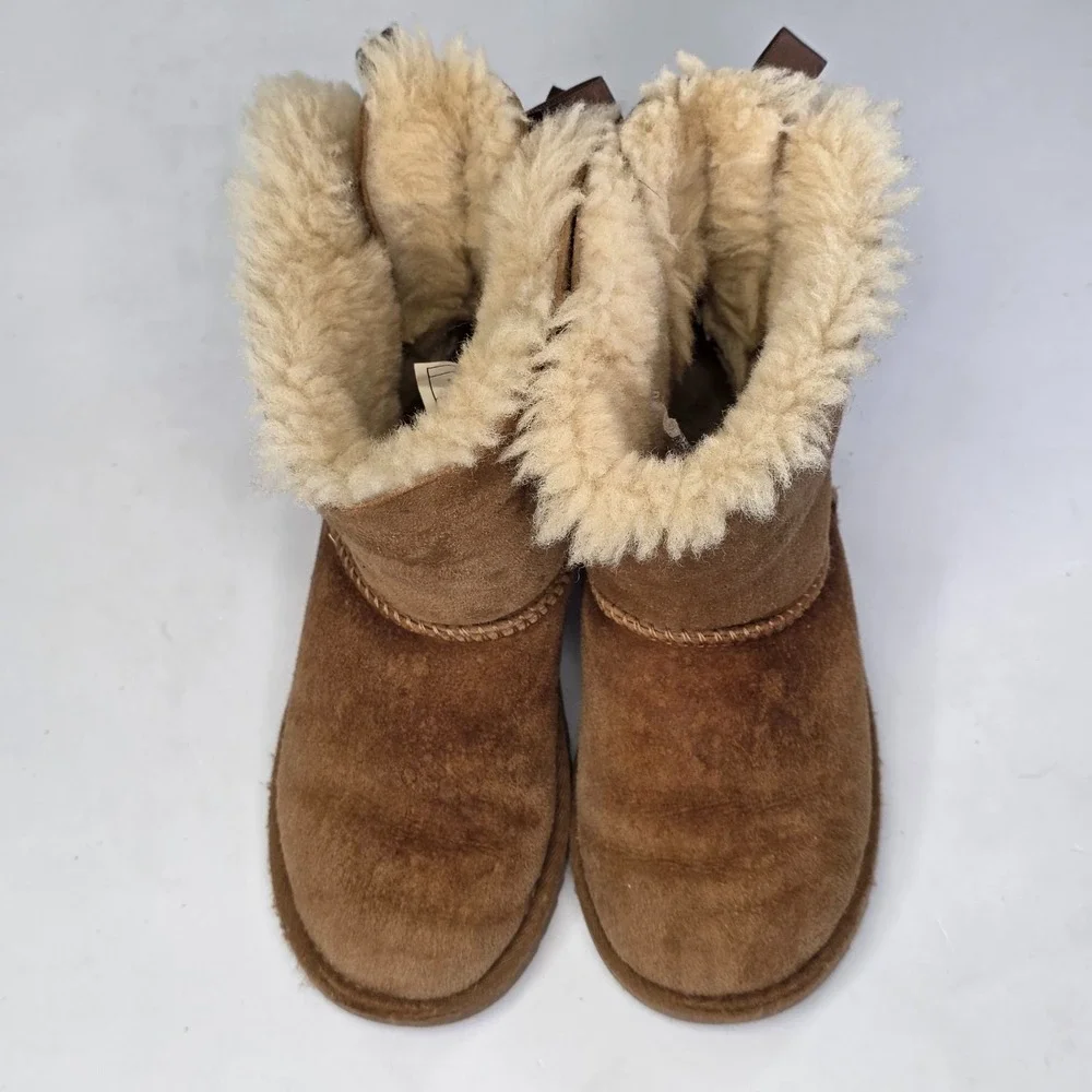 UGG Bailey Bow II Toddler Boots Size 12 Chestnut Brown Suede Sheepskin Shoes